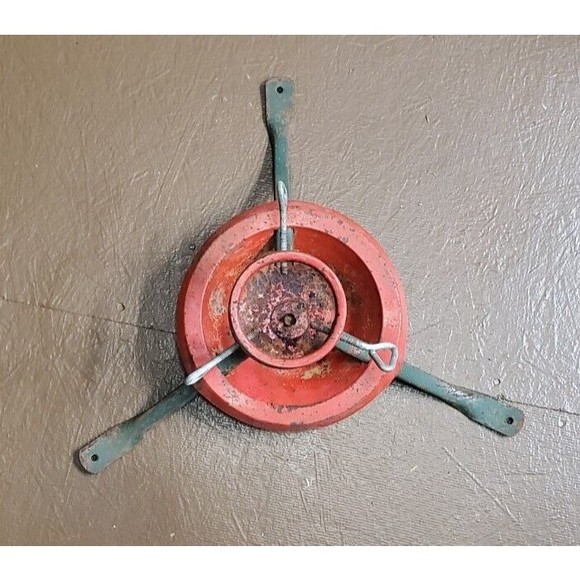 Vintage Metal Christmas Tree Stand Red & Green - Picture 1 of 10